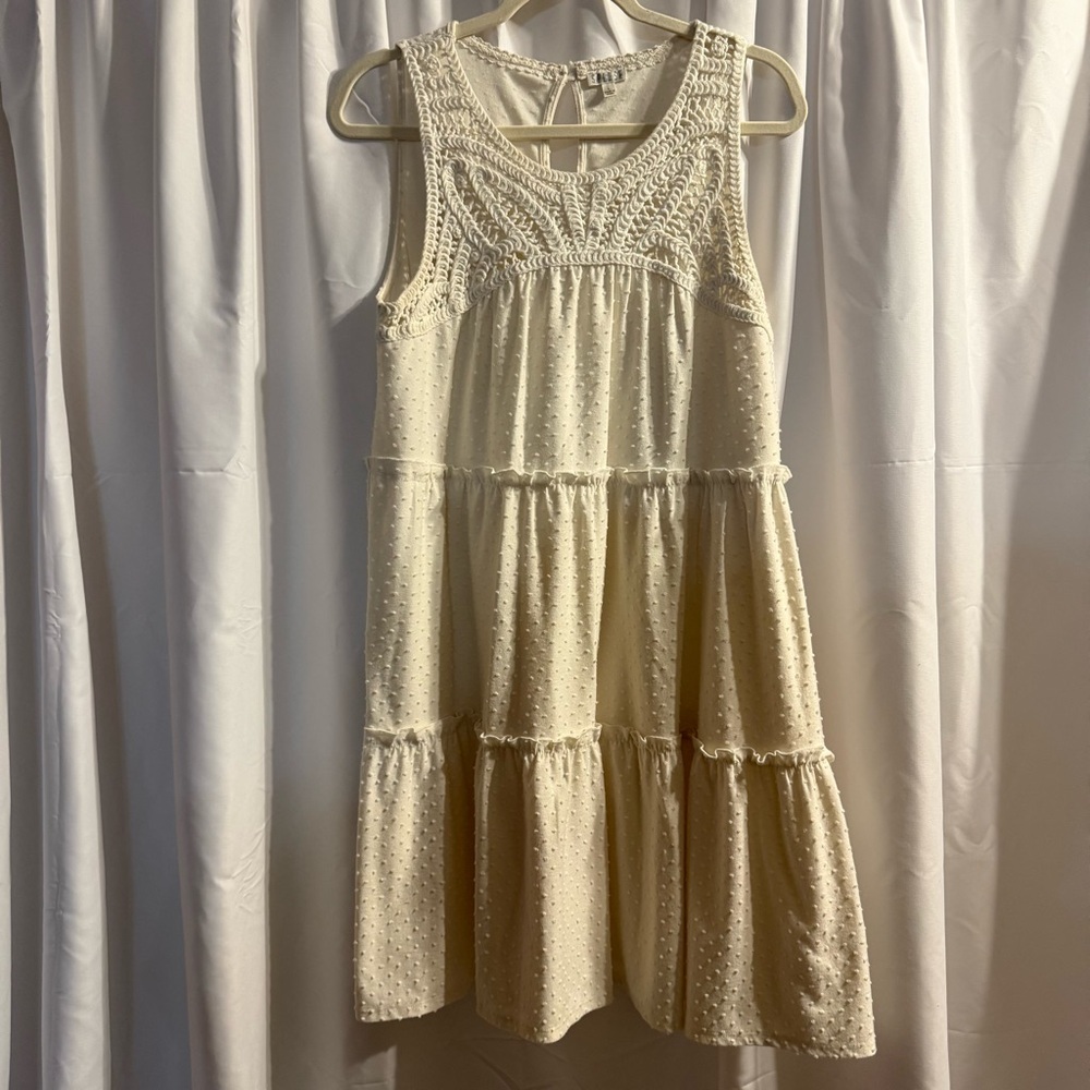 Spense Cream Sleeveless Babydoll Dress - Size L